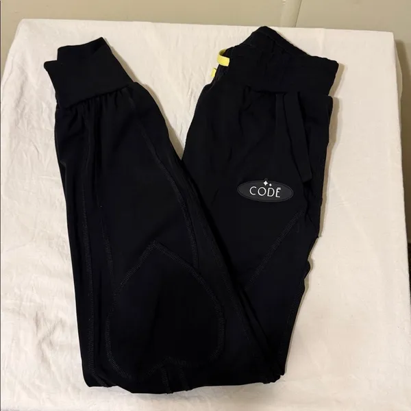 CODE Womens XS PIRATEX Power 3 Black Athletic Pants with Yellow Drawstring - Image 3