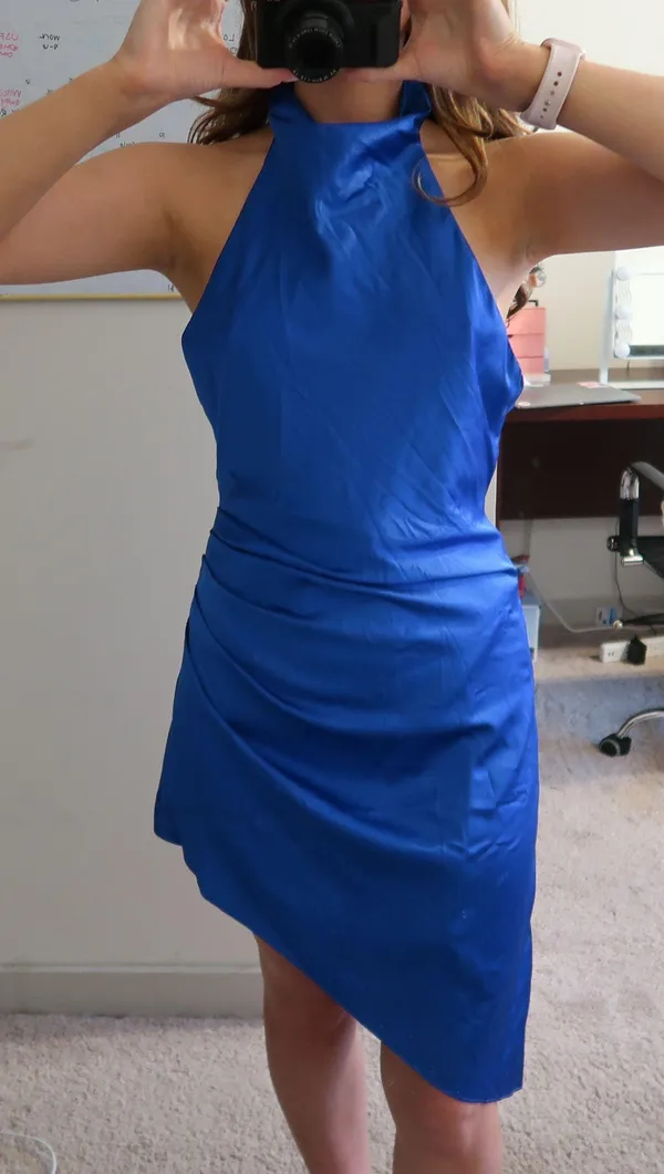 Do + Be Satin Blue Cocktail Dress - Image 2