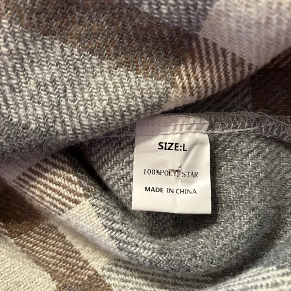 Women's Plaid Shacket Jacket Size Large.‎ Cream, Grey, Brown - Image 6