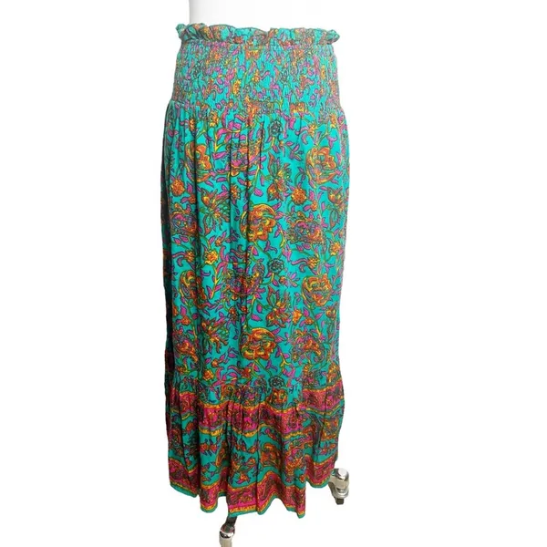 Lola Australia floral boho printed maxi skirt button front‎ sz M - Image 2