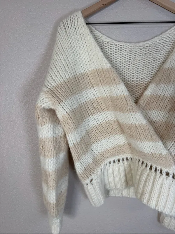 Sezane Lysandre Knit Jumper Sweater in Ecru Camel size Medium $198 - Image 11