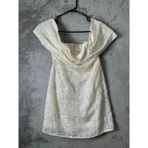 Line & Dot Gleam Mini Dress Ivory‎ Bridal Shower Bachelorette Party Dress MD New - Image 2
