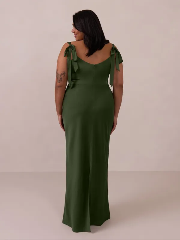 NWT Park & Fifth Albright Dress in Dark Olive Satin Size Small Bridesmaid Maxi - Image 2