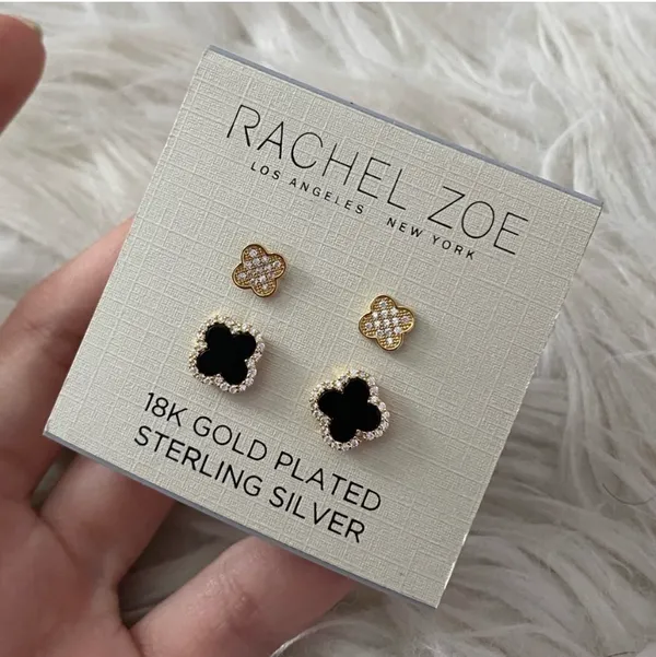 Rachel Zoe NWT 18k gold plated sterling silver set of two stud earrings - Image 3