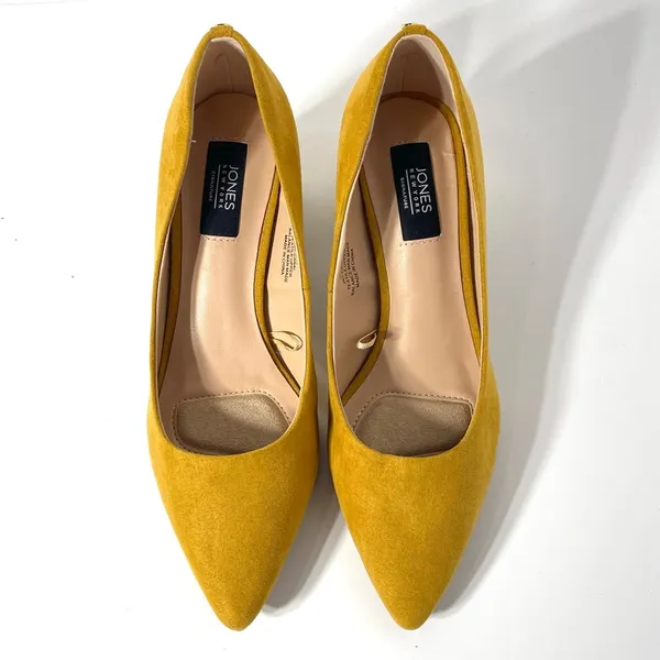 Jones New York Mustard Vegan Suede Chunky Metallic Heel Pumps Size 6 - Image 3