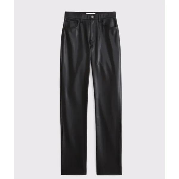 Abercrombie & Fitch 90s Relaxed Vegan Leather Ultra High Rise Pants Black 25 0S - Image 4