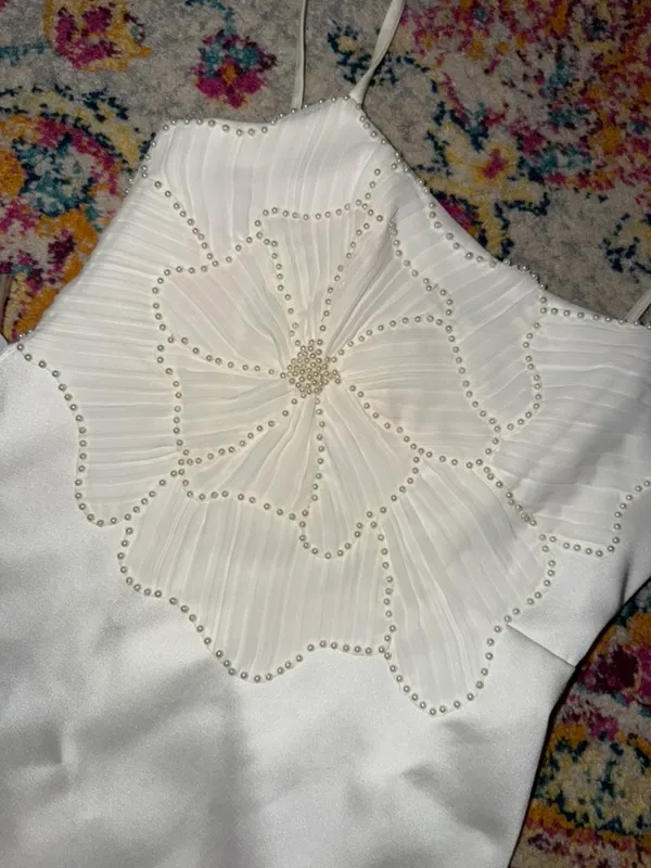 Azazie White Beaded Midi Dress - Image 2