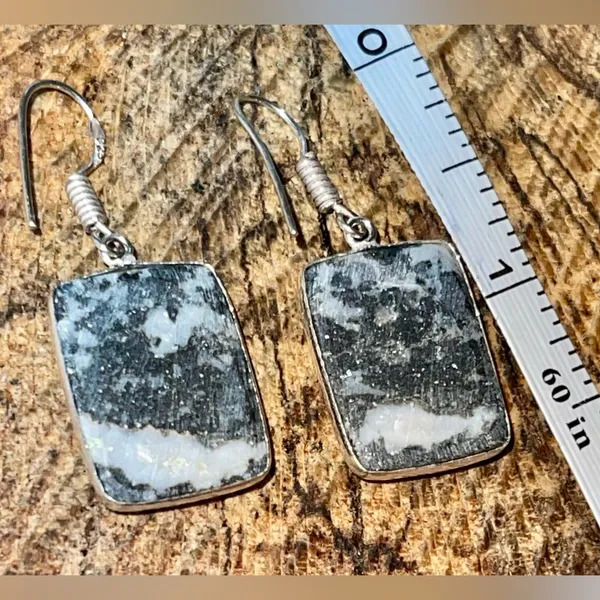 Square White Buffalo Turquoise Earrings 1 1/2” Black - Image 10