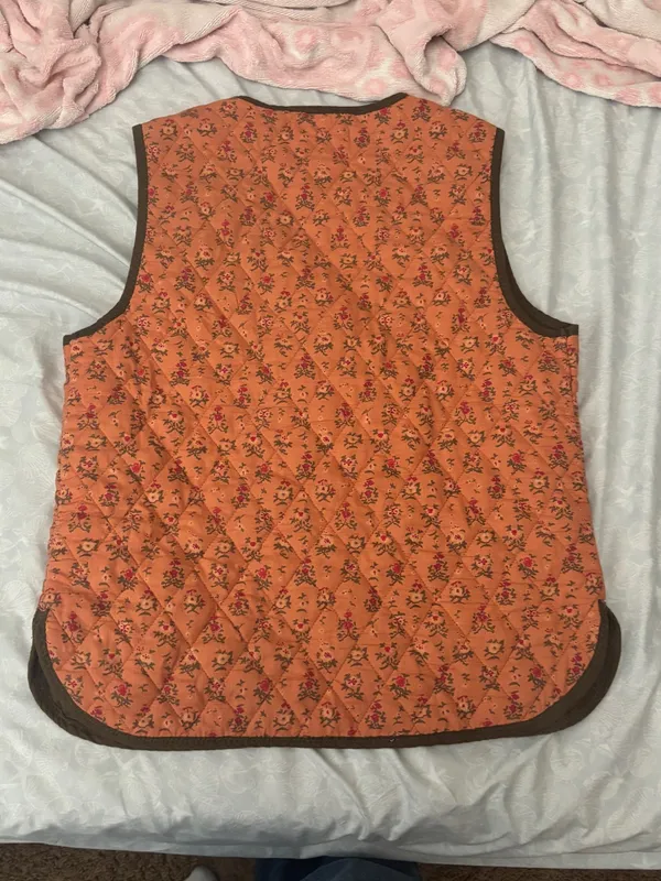 Free People Quilted Floral Peach Tie-Front Vest - Image 11