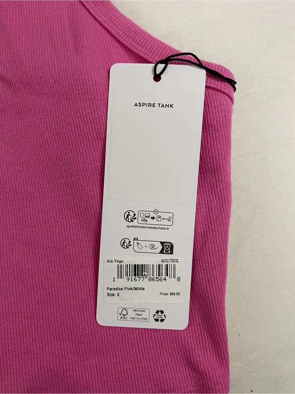 Alo NWT Aspire Tank Top Ribbed Cropped Paradise Pink Size S - Image 7