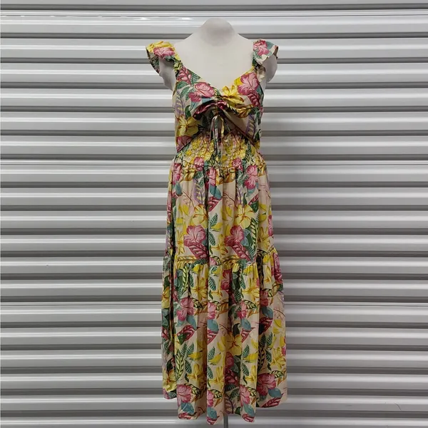 Roxy Womens Floral Dress Size Medium Tropical Vacation Resort Beach Boho Coastal - Image 3