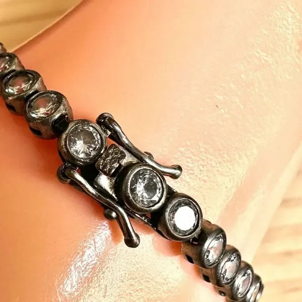 Silver-Tone Bezel-Set Cubic Zirconia Tennis Bracelet - Image 3