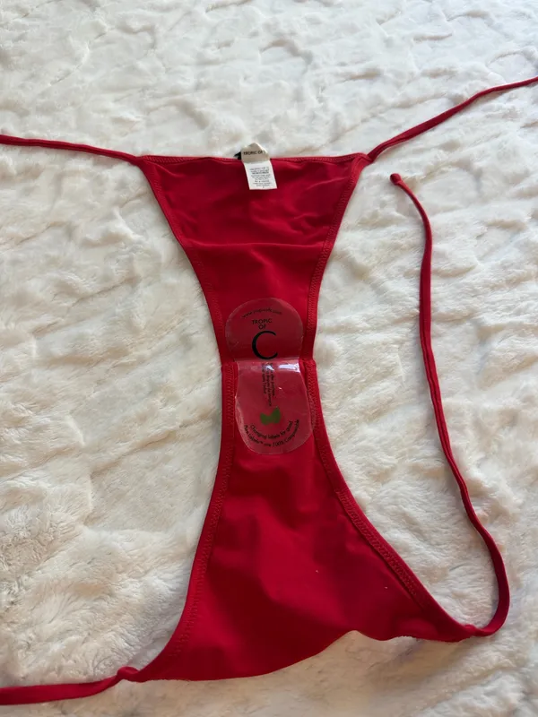 Tropic Of C Women’s Red Bikini Bottom - Sleek Strappy Size Small . NWT . - Image 4