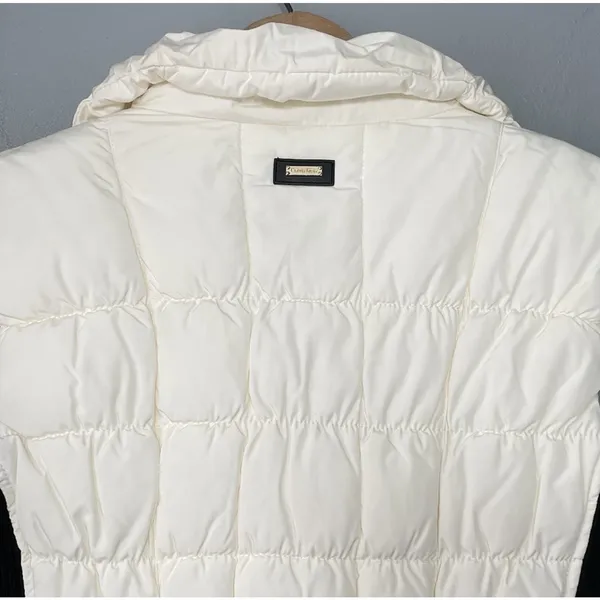 Calvin Klein Vest Size Medium Cream Black Quilted Puffer Performance Moto Preppy - Image 6