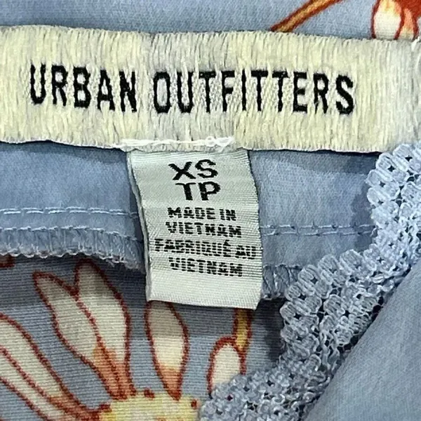Urban Outfitters Daisy Slip Dress XS – Blue Floral Ruffle Hem Mini Dress Y2K Sof - Image 3