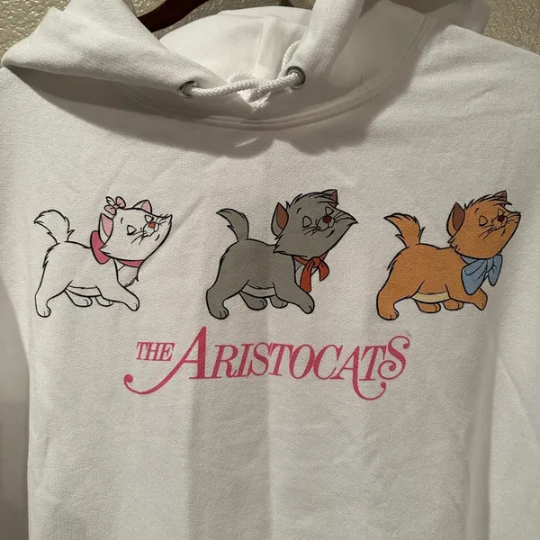 NWOT Disney the Aristocats white Hoodie ft Marie, Berlioz, and Toulouse XL - Image 2