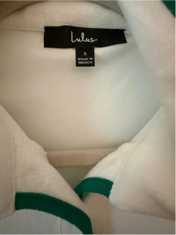 Women's Lulus Polo Mini Dress Size S White and Green - Image 4