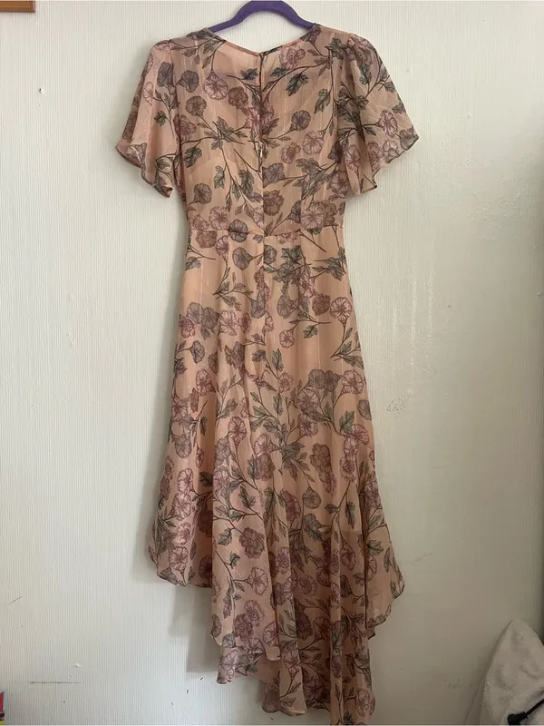 Floral High-Low Chiffon Dress in Blush - Image 10