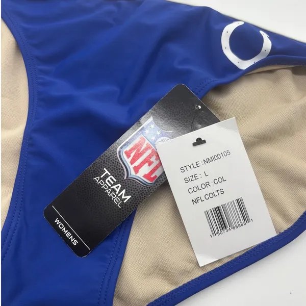 NFL Team Apparel Indianapolis Colts Bikini Bottoms Blue White Strappy - Image 4