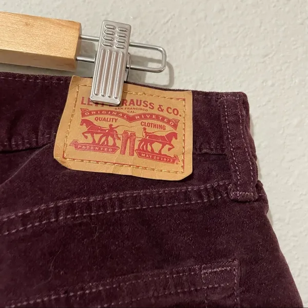 Levi’s Wedgie Skinny Burgundy High Rise Velveteen Womans Jeans Pants 33 Corduroy - Image 4