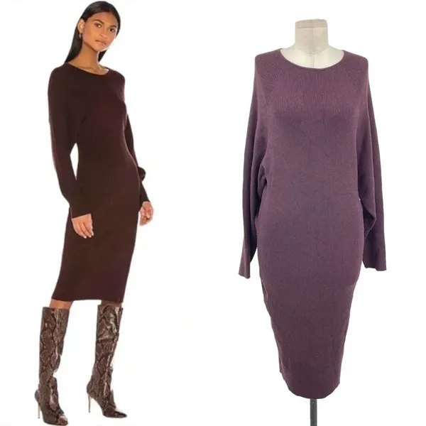 Song of Style Cozumel Sweater Dress Brown Purple Size‎ Medium - Image 2