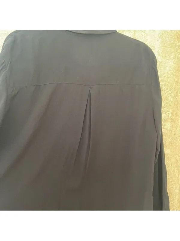 Mango viscose button down long sleeves shirt feather lightweight Black Sz 12 - Image 6