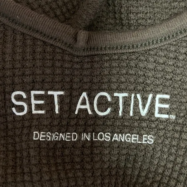 Set Active Brown Waffle Knit Scoop Neck Athletic Workout Sports Bra Tank Top XS - Image 4
