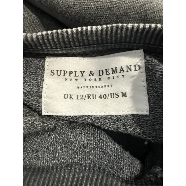 Supply & Demand Washed Grey Gothic Graphic‎ Sweatshirt Womens Medium - Image 7