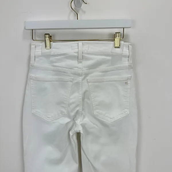 Madewell Kick Out Crop Jeans Pure White Stretch Mid Rise Flare NI961 US 24 NWT - Image 11