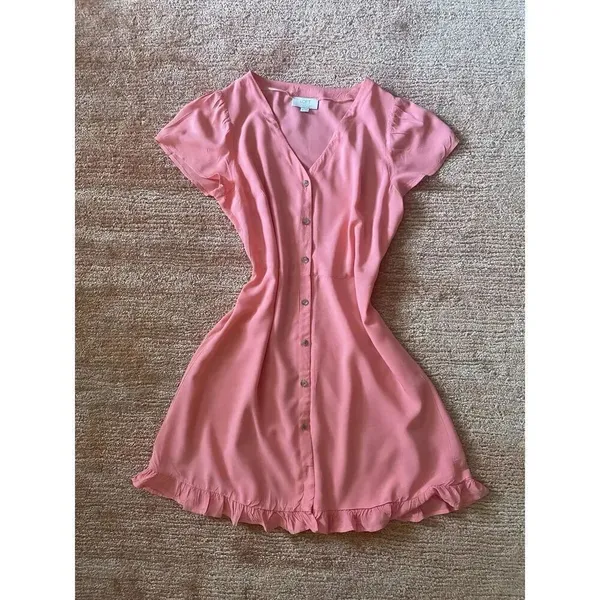 Loft Datlet Pink Button Down Short Sleeve Women’s Dress-Shirt Size 4P - Image 6