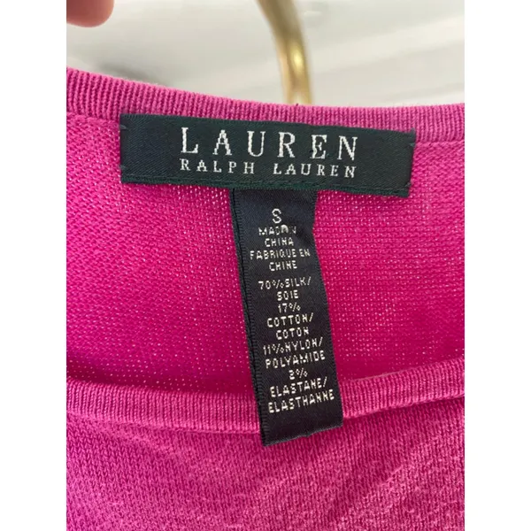 Lauren Ralph Lauren Silk Pink Midi Dress Minimalist Quiet Luxury Bright Parisian - Image 5