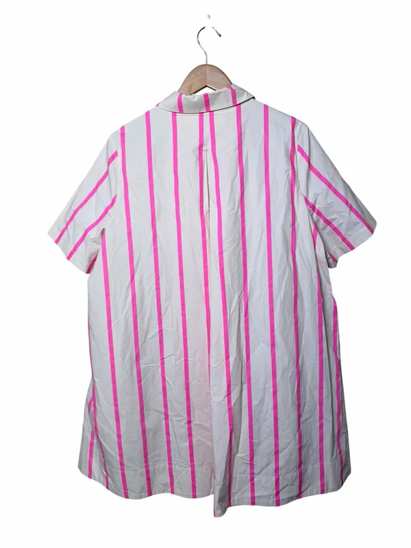 English Factory Pink Striped Cotton Swing Mini Dress Size Large Preppy - Image 4