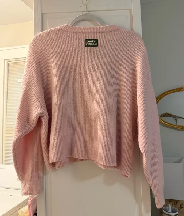 Daily Drills Pink Single Button Cardigan Sweater - Image 2