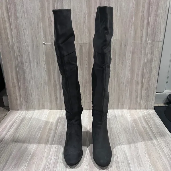 Dream Paris Over the Knee Boots Block Heel Gray Thigh High Boots Womens Size 9 - Image 2