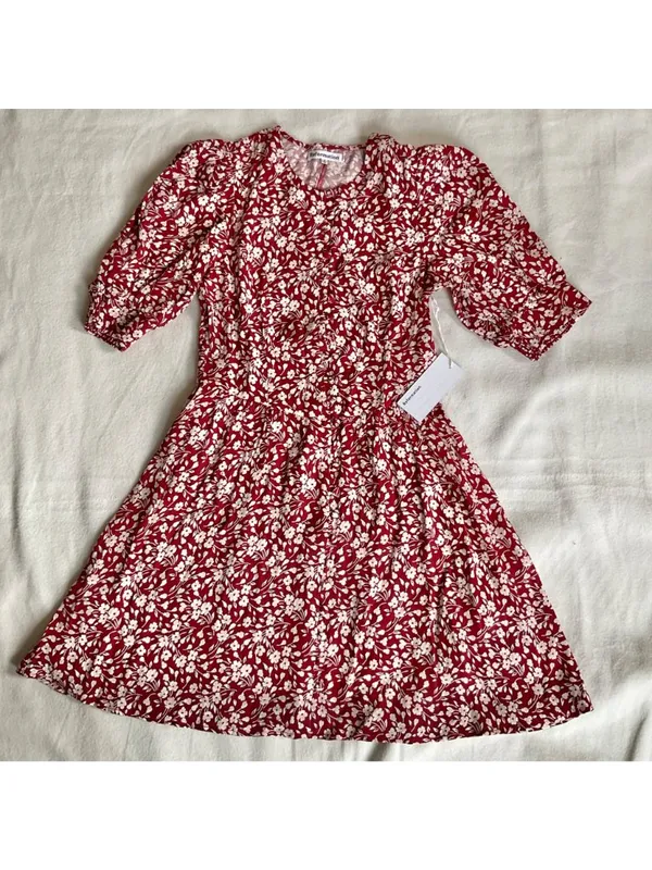 NWT Reformation Laylin mini dress red pink FLOWER GIRL SZ4 bust 32in - Image 2