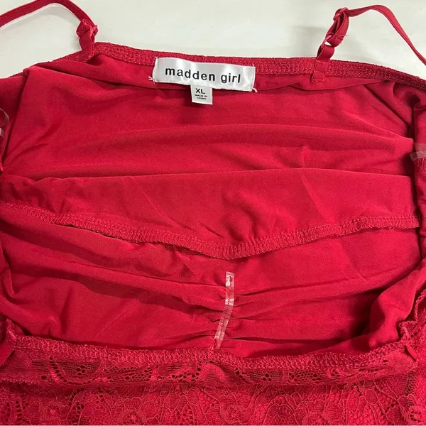 Madden Girl Lace Cami Top Size XL red Floral adjustable straps sexy camisole - Image 9