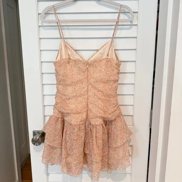 Majorelle Floral Chiffon Romantic Mini Dress Sz S Ruched Fairy Ilaria - Image 7