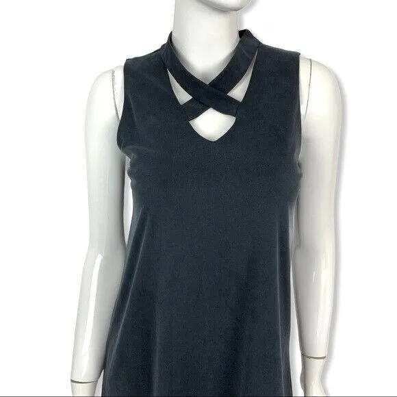 Altar'd State Womens Gray Sleeveless Criss Cross Choker Fit & Flare Dress Medium - Image 2