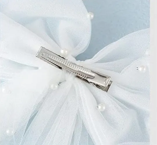 White Pearl Bow Clip - Image 2