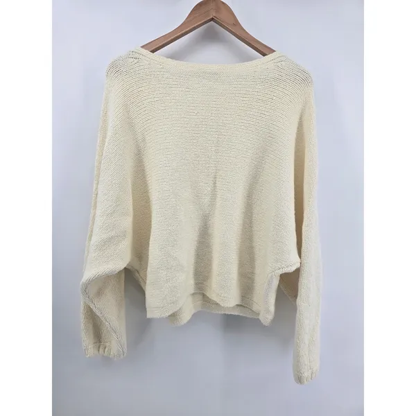 Abercrombie & Fitch Sweater Womens S/M Dolman Sleeve Cream Textured Knit EUC - Image 3