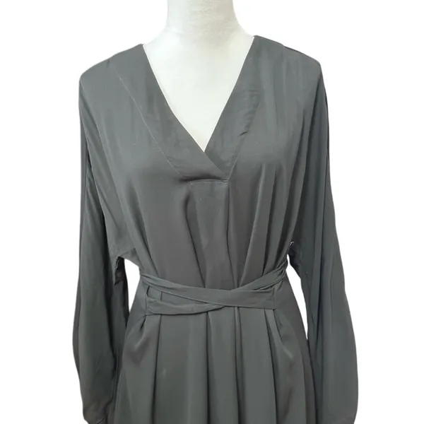 H&M Black Tie Belt Long Sleeve Neck Mini Dress Minimalist Style XS NWOT Office - Image 3