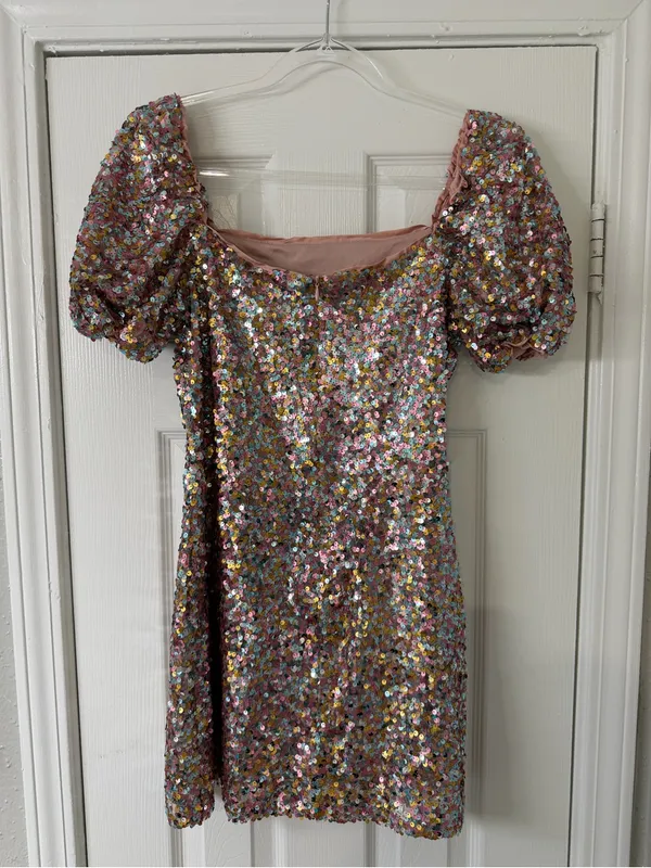 Lulus Crave it Like Candy Pink Multi Sequin Puff Sleeve Mini Dress‎ Concert - Image 5