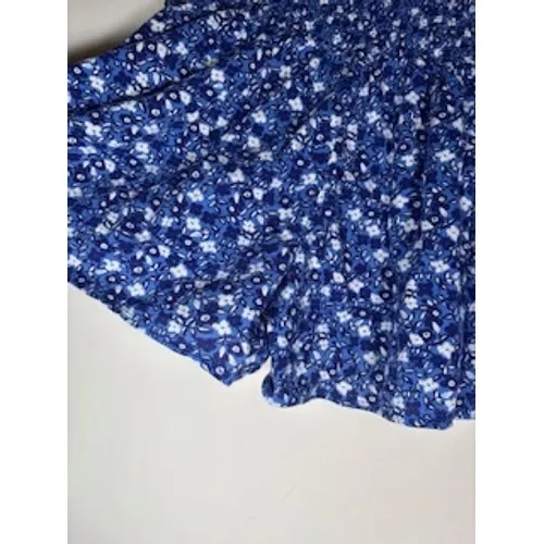 Aerie Smocked‎ Floral Shorts S Blue White Ditsy Print Boho Summer Skort Cottage - Image 3