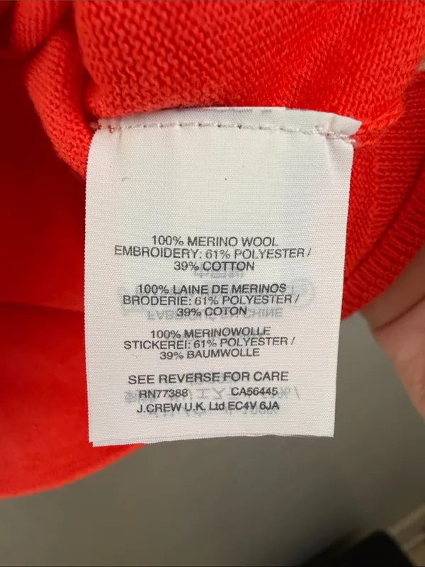 J crew Coral Sweater with Palm Tree Motif and merino wool size medium - Image 4