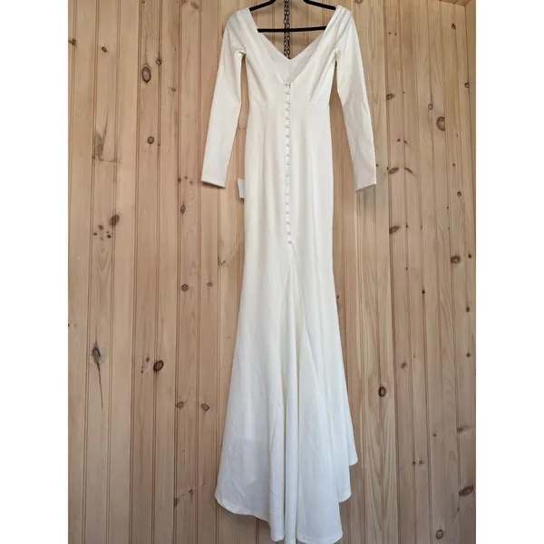 NWT Lulus Feeling of Forever White Long Sleeve Mermaid Maxi Dress Wedding XXS - Image 8