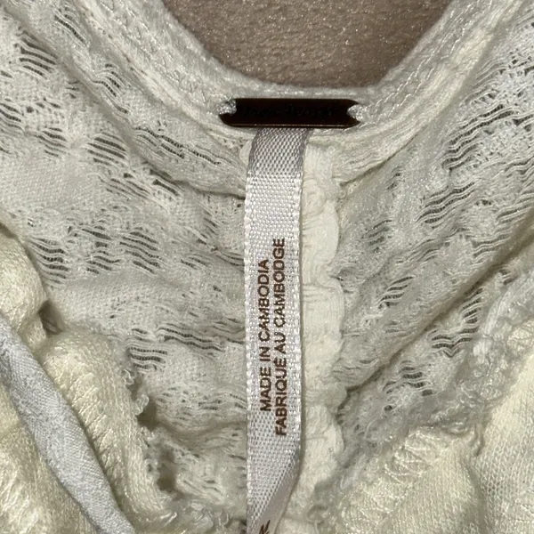 Free People Womens White‎ Love Her Lace Textured Keyhole Boho Indie Hippie Sz M - Image 5