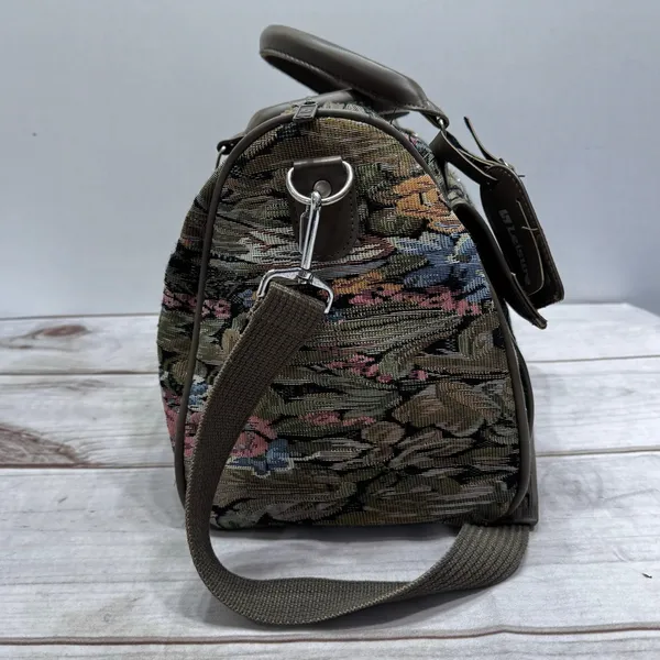 Vintage Tapestry Jacquard Duffle Bag by Leisure Handles and Shoulder Strap Small - Image 4