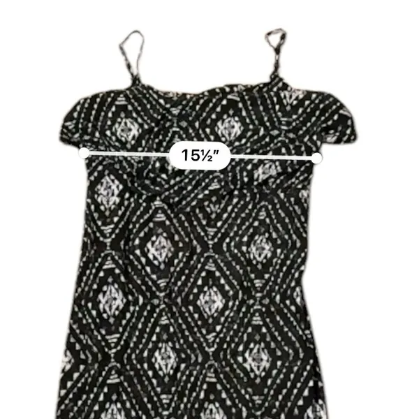 Y2K Mudd Black &‎ White Geometric Print Sleeveless Front Slit Maxi Dress Sz XL - Image 10