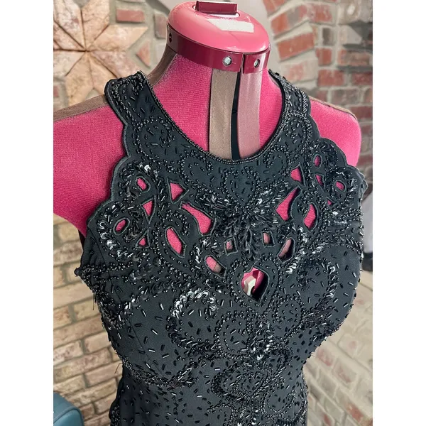 formal dress prom beaded black cutout neckline - Image 4