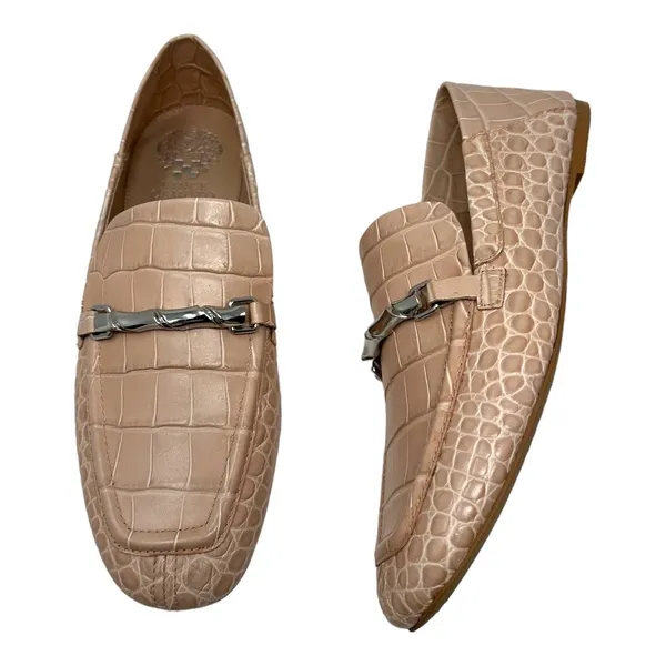 Vince Camuto Perenna Croc Embossed Nude Leather Loafers Size 8.5 - Image 6